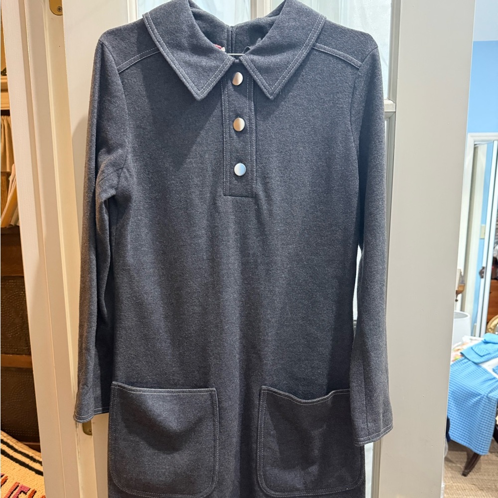 VINTAGE Gray Long Sleeve Dress with Pockets